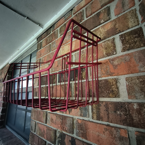 Red Metal Basket Wall Mount - Picture 2 of 16